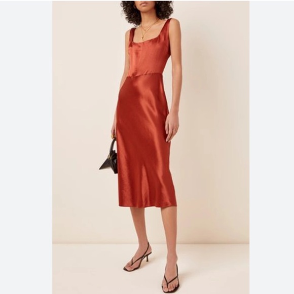 Vince Dresses Vince Copper Satin Slip Dress Midi Size 2 Nwts Poshmark